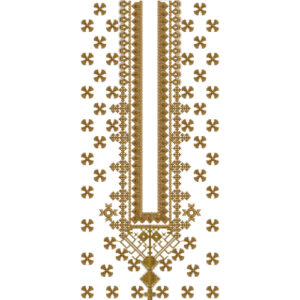 Elegant Golden Geometric Neck Embroidery Design with Pendant Motif