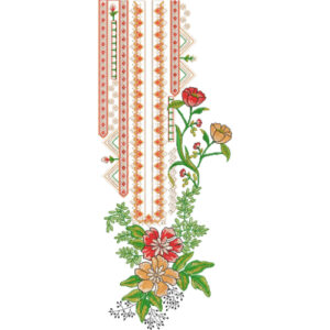 Multicolor Floral and Geometric Neck Embroidery Design