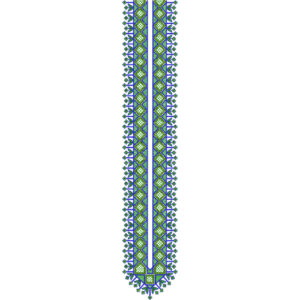 Green and Blue Geometric Border Neck Embroidery Design