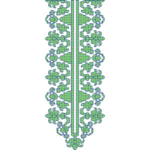 Green and Blue Leaf Motif Neck Embroidery Design