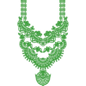 Green Lace and Paisley Necklace Style Neck Embroidery Design