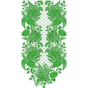 Green Floral Rose and Lattice Neck Embroidery Design