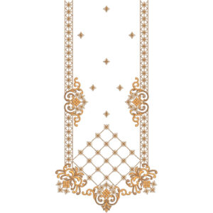 Golden Ornamental Lattice Neck Embroidery Design