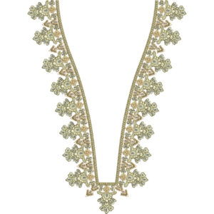 Elegant Gold Floral V-Neck Embroidery Design