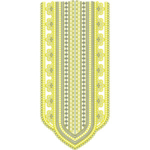 Yellow and White Geometric Floral U-Neck Embroidery Design
