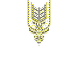 Yellow and Black Floral Chevron Neck Embroidery Design