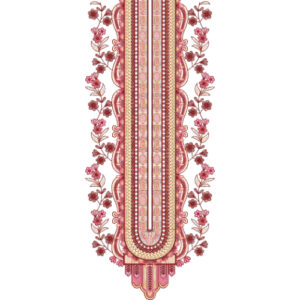 Pink and Gold Floral Panel Neck Embroidery Design