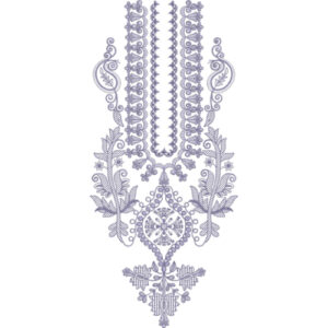 Lavender Floral Paisley and Ornamental Neck Embroidery Design