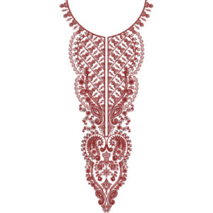 Burgundy Floral Paisley Heart Pendant Neck Embroidery Design