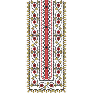 Red, Gold, and Black Floral Geometric Neck Embroidery Design
