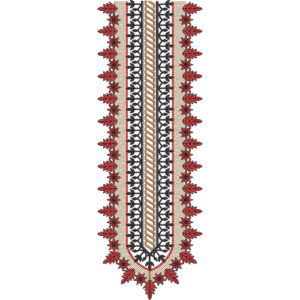 Red and Black Leaf Border Neck Embroidery Design