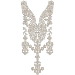 Elegant Beige Floral Bridal Neck Embroidery Design