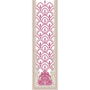 Pink Floral Lattice Panel Neck Embroidery Design