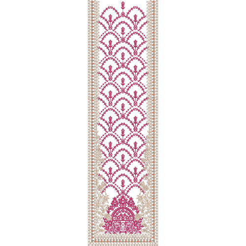Pink Floral Lattice Panel Neck Embroidery Design