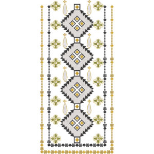 Black, Gold, and Green Geometric Diamond Neck Embroidery Design