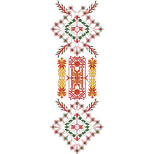 Red and Green Geometric Floral Embroidery Neck Design