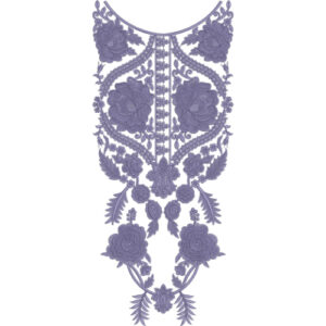 Elegant Purple Rose and Floral Neck Embroidery Design