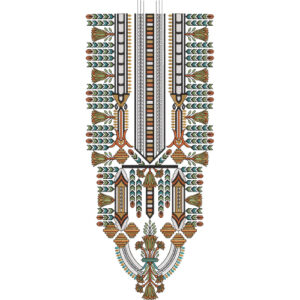 Geometric Chevron and Traditional Motif Neckline Embroidery Design