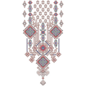 Geometric Floral Diamond Neckline Embroidery Design