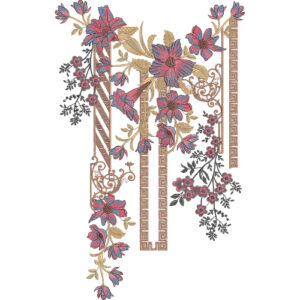Floral Geometric Border Embroidery Design