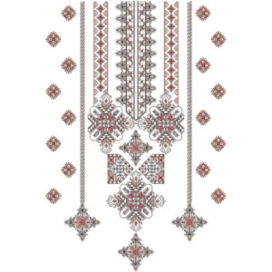 Geometric Floral Medallion Neckline Embroidery Design