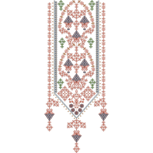 Geometric Floral Panel Embroidery Design