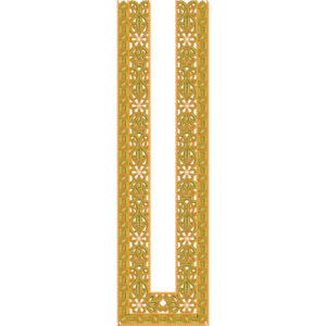 Golden U-Shaped Geometric Border Embroidery Design