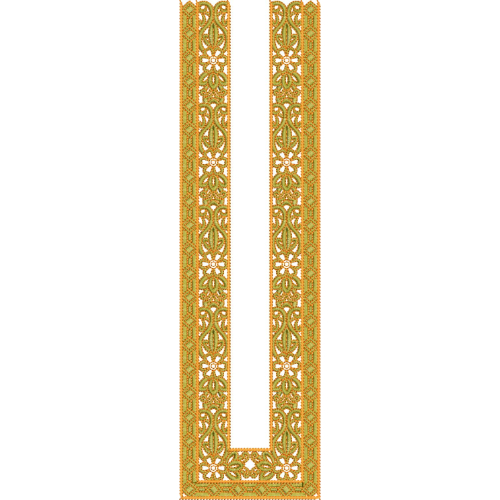 Golden U-Shaped Geometric Border Embroidery Design