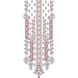 Multicolor Floral Geometric Neckline Embroidery Design