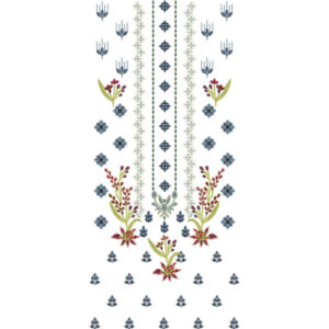 Delicate Floral and Geometric Neckline Embroidery Design