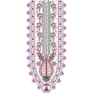 Pink Floral U-Shaped Neckline Embroidery Design