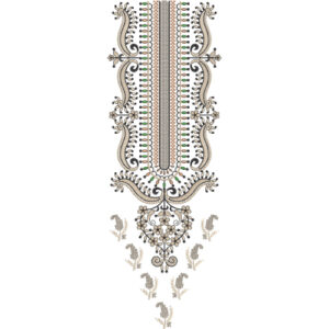 Black and Gold Ornamental U-Shaped Neckline Embroidery Design