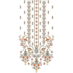 Elegant Floral and Geometric Neckline Embroidery Design