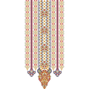 Elegant Multicolor Geometric and Floral Neckline Embroidery Design