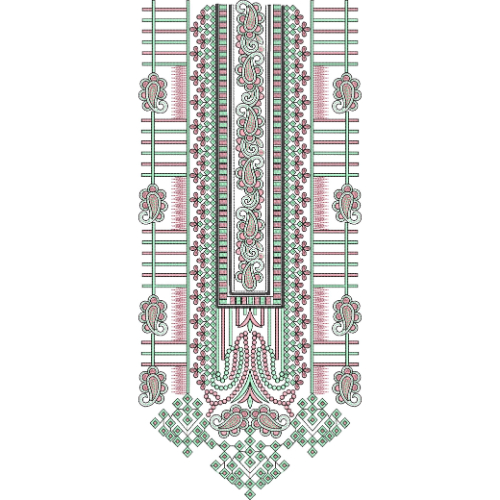 Elegant Geometric and Floral Neckline Embroidery Design