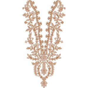 Elegant Copper Floral V-Neck Embroidery Design