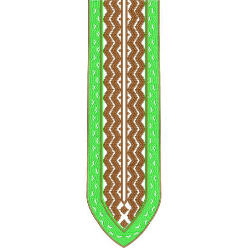 Modern Green and Brown Geometric Neckline Embroidery Design