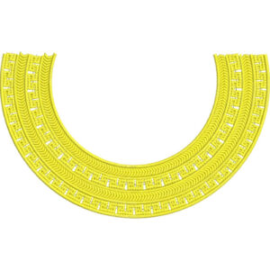 Elegant Yellow Geometric U-Neck Embroidery Border Design