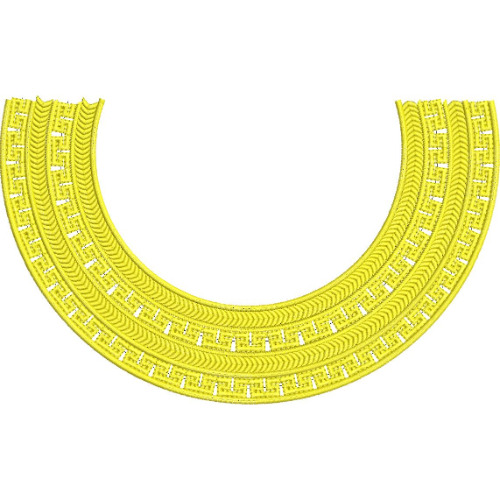 Elegant Yellow Geometric U-Neck Embroidery Border Design