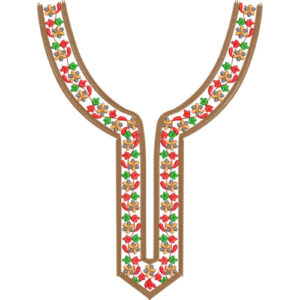 Elegant Multicolor Floral V-Neck Embroidery Design