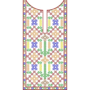 Colorful Geometric Floral Neckline Embroidery Design
