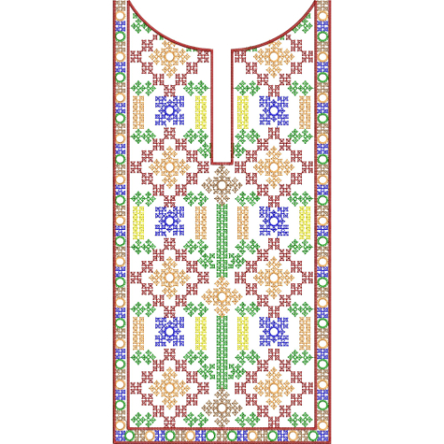 Colorful Geometric Floral Neckline Embroidery Design