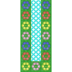 Colorful Geometric Floral Panel Embroidery Design