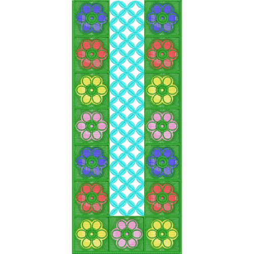 Colorful Geometric Floral Panel Embroidery Design