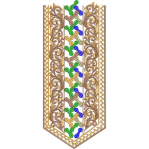 Elegant Brown and Multicolor Floral Chevron Embroidery Panel