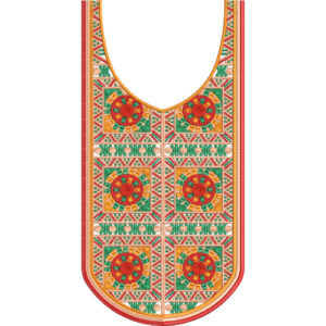 Colorful Geometric Medallion Neckline Embroidery Design