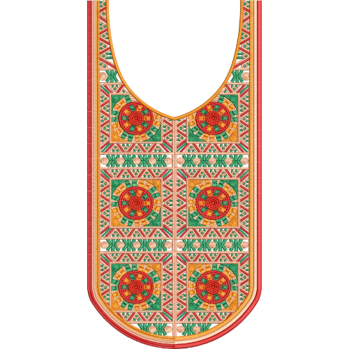 Colorful Geometric Medallion Neckline Embroidery Design