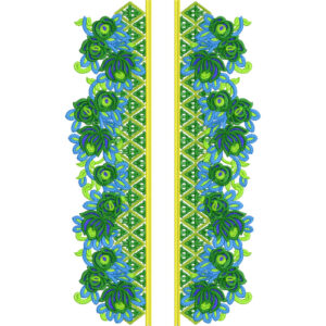 Elegant Green and Blue Floral Border Embroidery Design