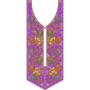 Rich Purple and Multicolor Paisley Neckline Embroidery Design