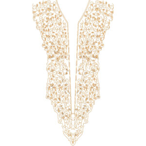 Elegant Golden Floral Lace Neckline Embroidery Design
